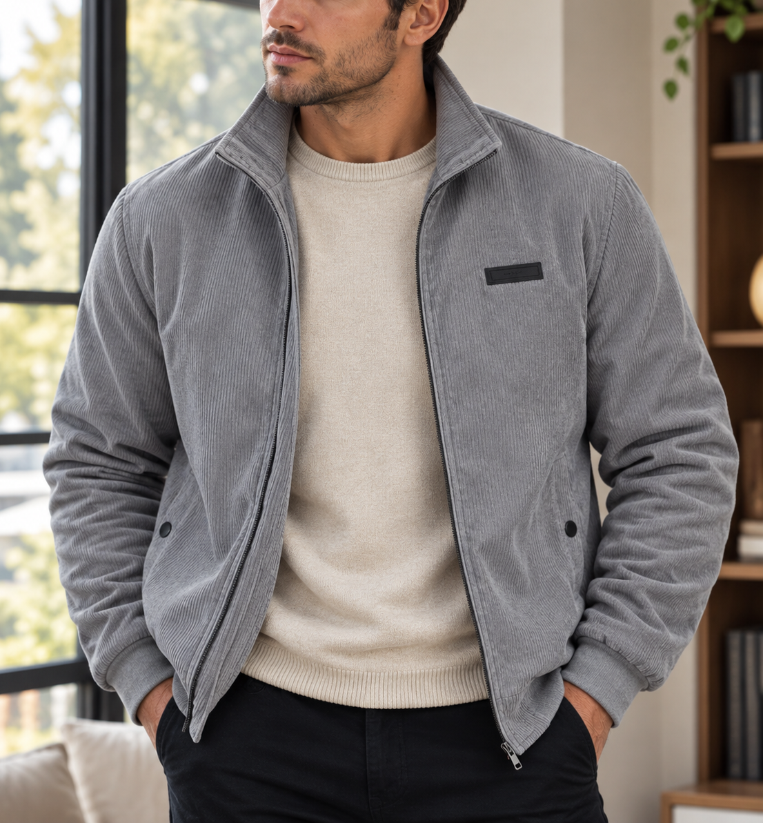 Men's Corduroy Jacket – Insulated Design, Ribbed Texture, Work & Casual Wear
