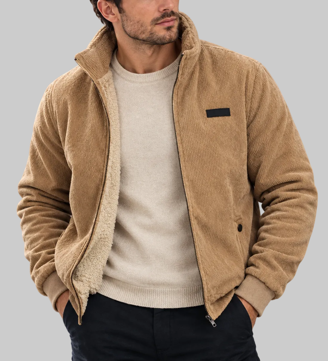 Men's Corduroy Jacket – Insulated Design, Ribbed Texture, Work & Casual Wear