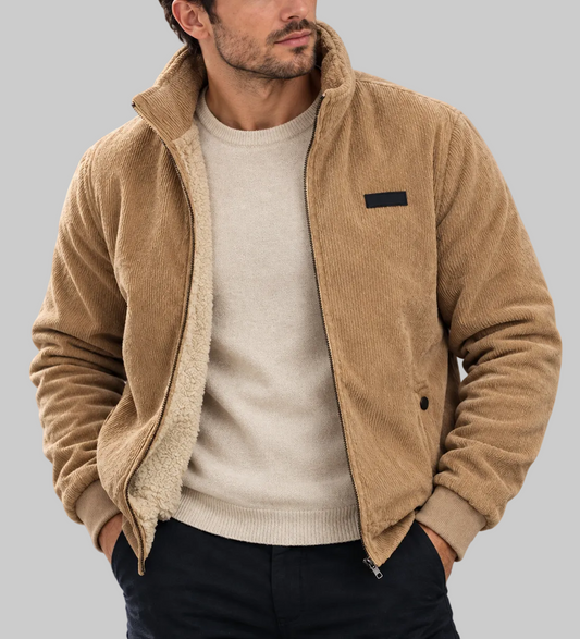 Men's Corduroy Jacket – Insulated Design, Ribbed Texture, Work & Casual Wear