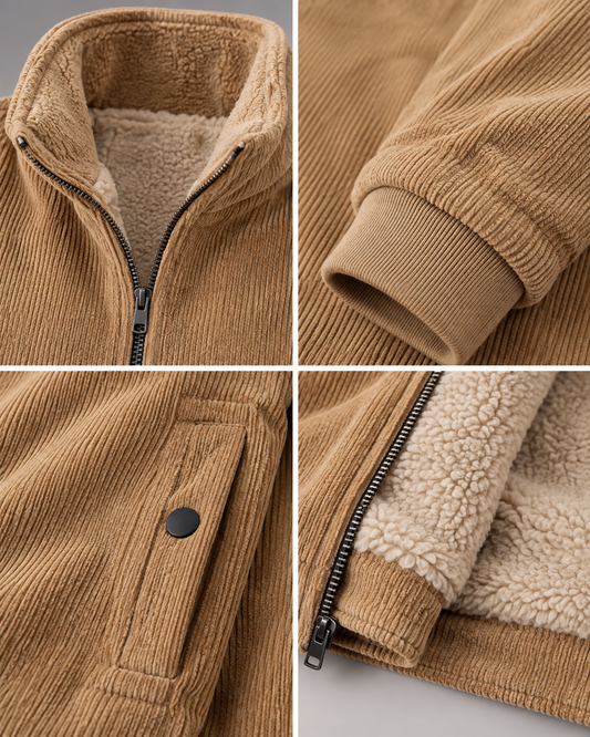 Men's Corduroy Jacket – Insulated Design, Ribbed Texture, Work & Casual Wear