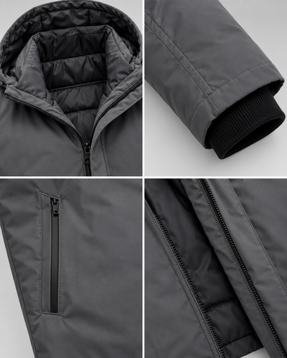 Men's Hooded Coat – Insulated Design, Extended Cut, Work & Formal Wear