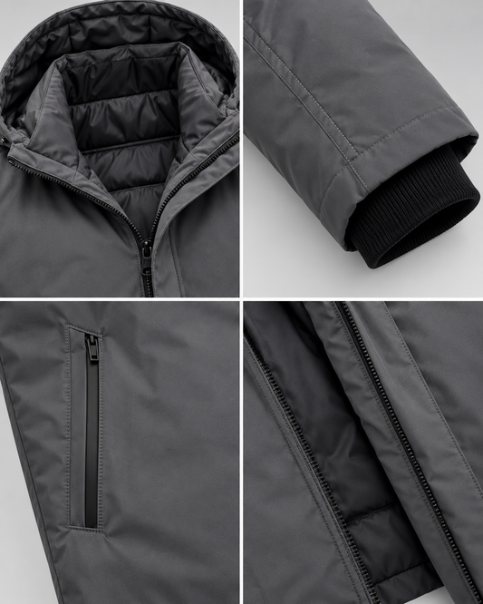 Men's Hooded Coat – Insulated Design, Extended Cut, Work & Formal Wear