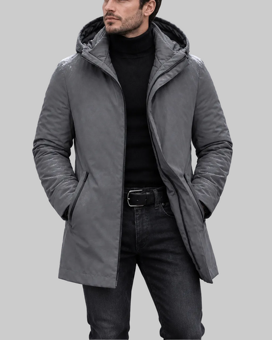 Men's Hooded Coat – Insulated Design, Extended Cut, Work & Formal Wear