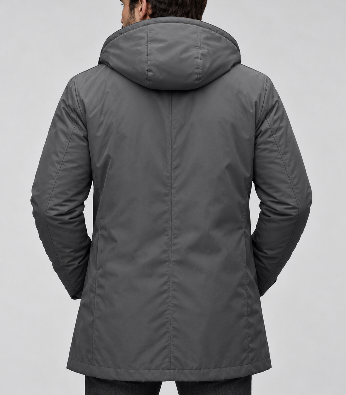 Men's Hooded Coat – Insulated Design, Extended Cut, Work & Formal Wear